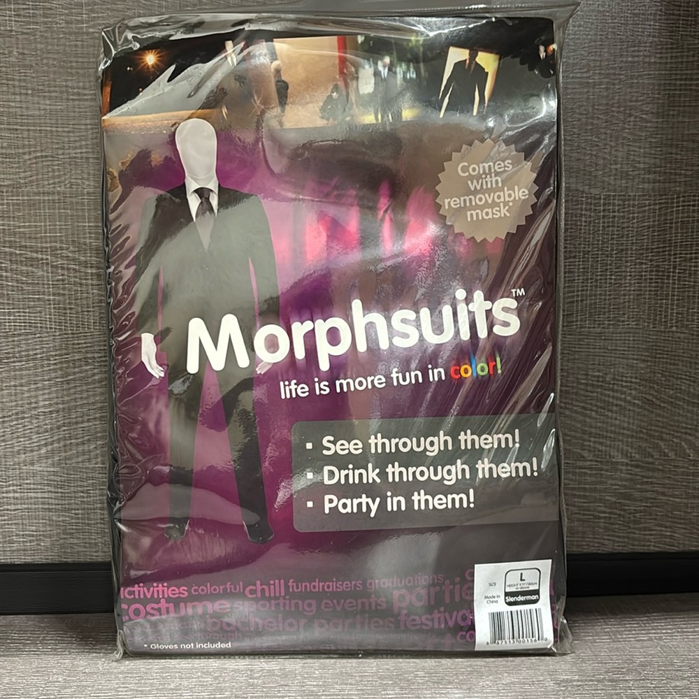 Morphsuits Adult Halloween Slenderman Costume - Size L (Height 5'11" or Above)